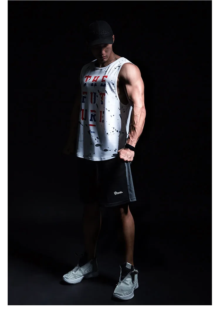 MONSTER GUARDIANS TIE DYE TANK TOP WITH LETTERS PRINT DESIGN