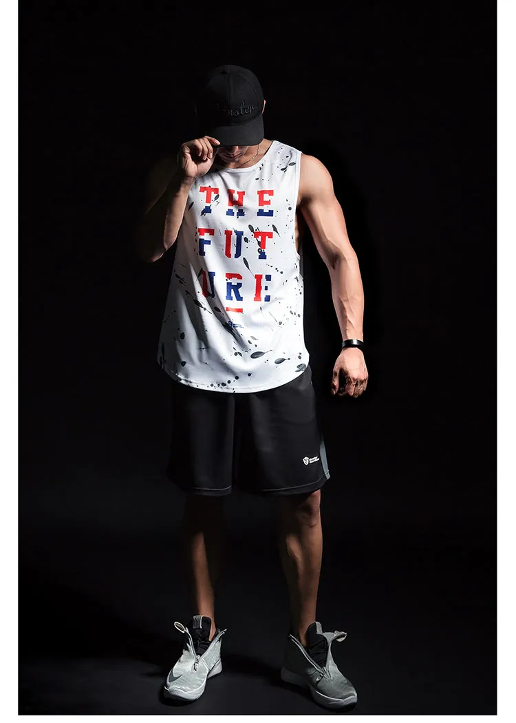 MONSTER GUARDIANS TIE DYE TANK TOP WITH LETTERS PRINT DESIGN