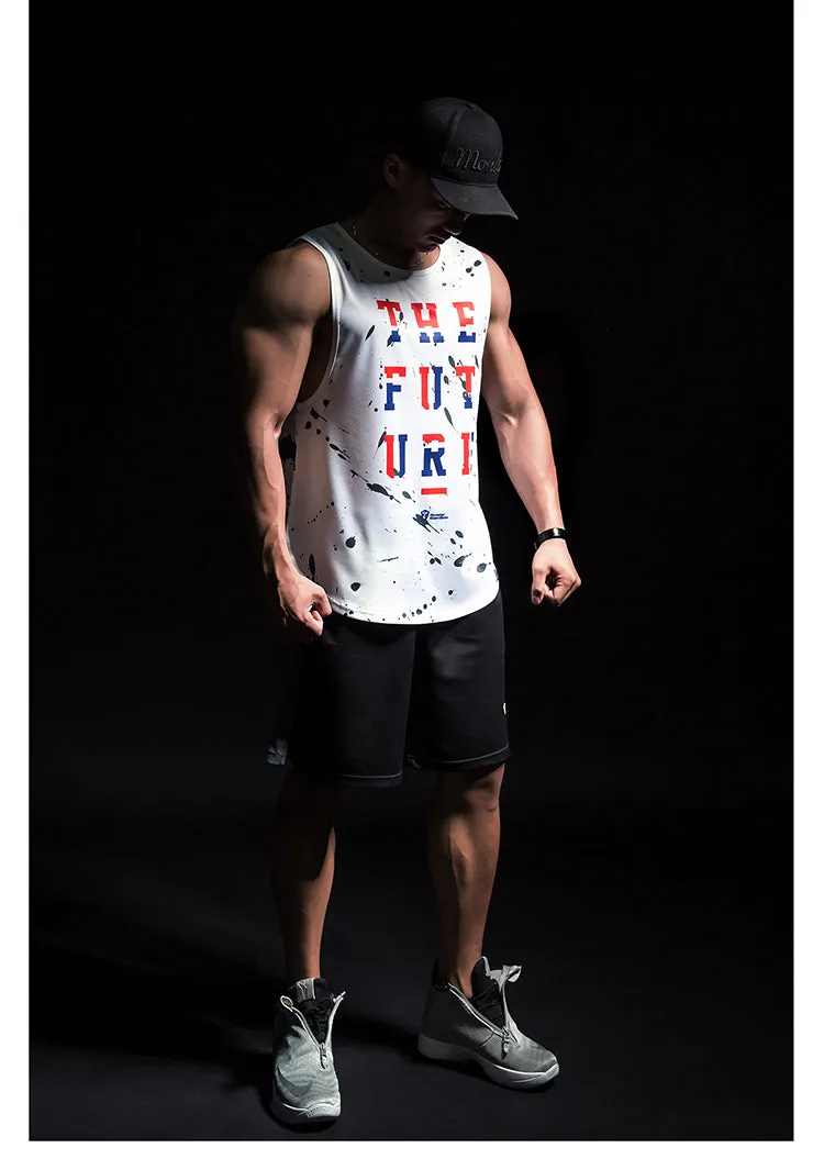 MONSTER GUARDIANS TIE DYE TANK TOP WITH LETTERS PRINT DESIGN