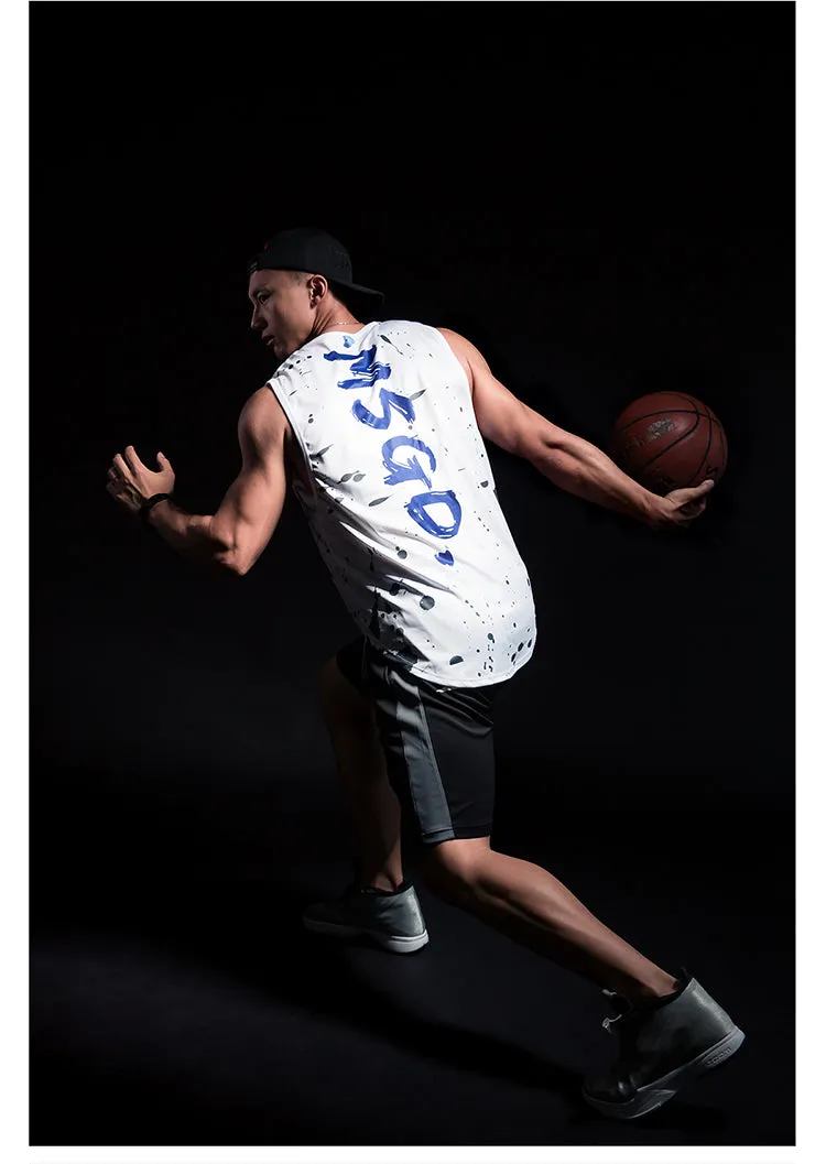 MONSTER GUARDIANS TIE DYE TANK TOP WITH LETTERS PRINT DESIGN