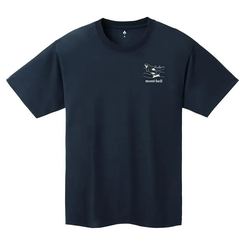 Montbell T-Shirt Unisex Wickron T Killer Whales In Hokkaido Navy