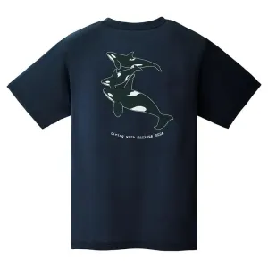 Montbell T-Shirt Unisex Wickron T Killer Whales In Hokkaido Navy