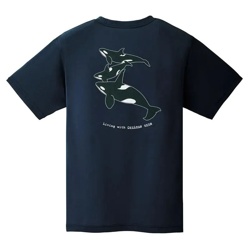 Montbell T-Shirt Unisex Wickron T Killer Whales In Hokkaido Navy