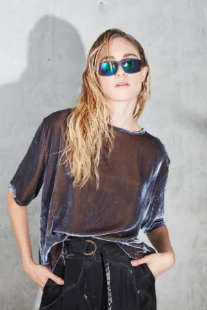 Monzlapur - Velvet Boxy Top: Black