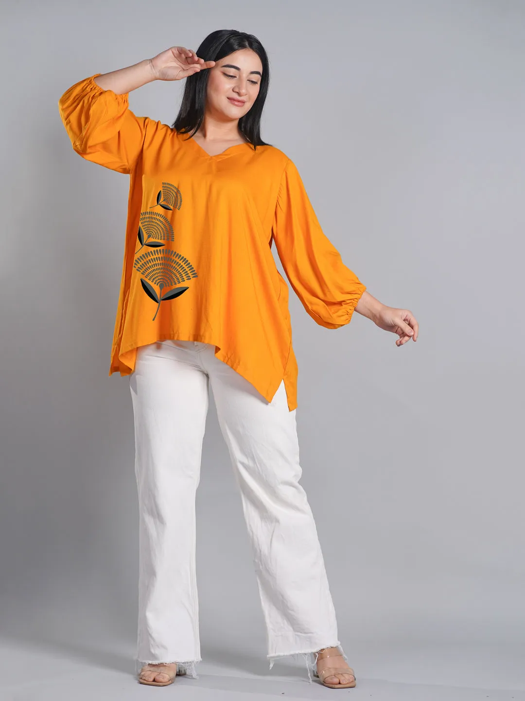 Mustard Rayon Top - PetalPerfection