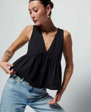 Nation LTD Attenia Babydoll Tank in Black