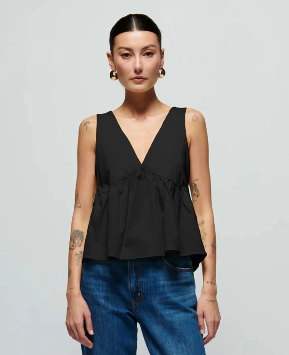 Nation LTD Attenia Babydoll Tank in Black