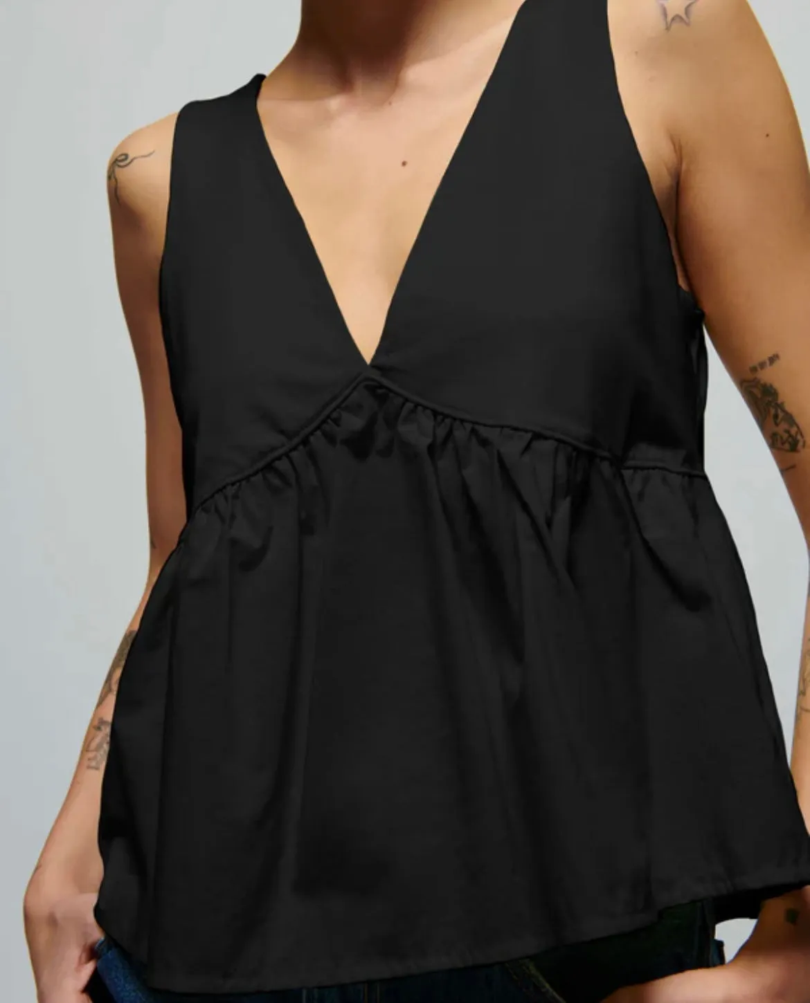 Nation LTD Attenia Babydoll Tank in Black