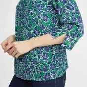 Navy and Green Floral Pop Over Top