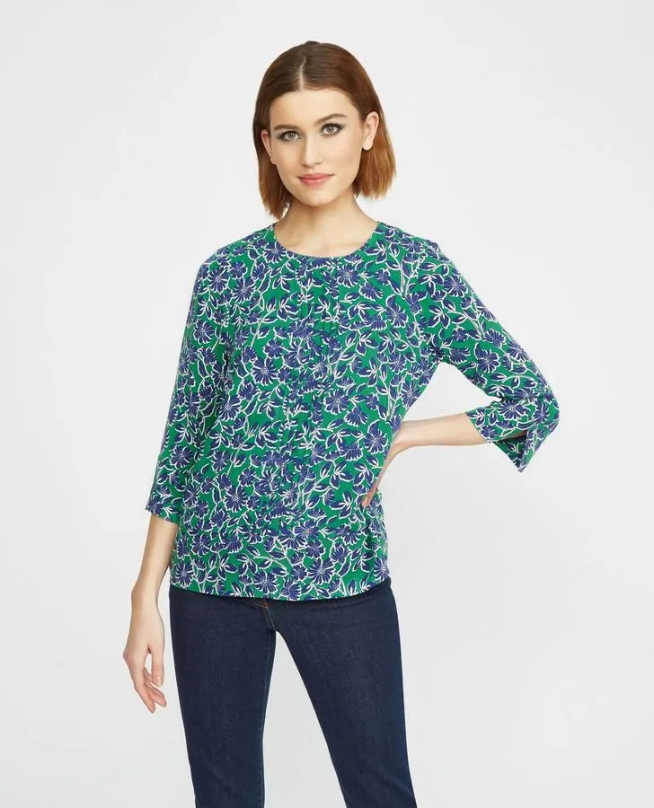 Navy and Green Floral Pop Over Top
