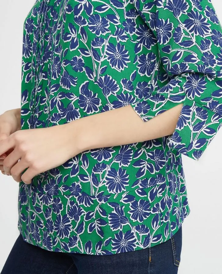 Navy and Green Floral Pop Over Top
