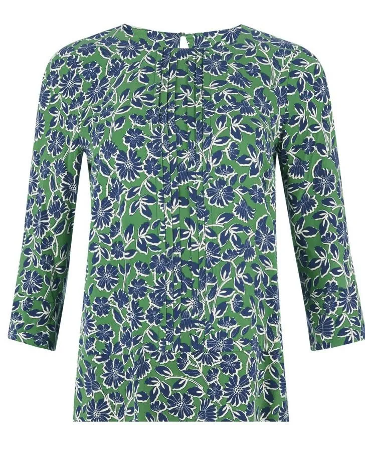 Navy and Green Floral Pop Over Top