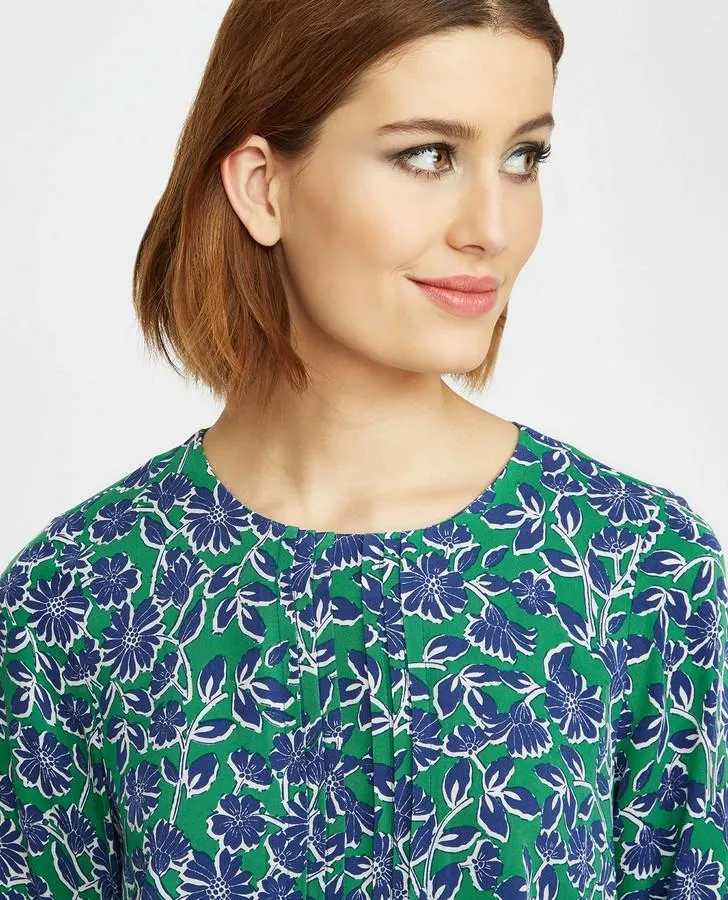 Navy and Green Floral Pop Over Top