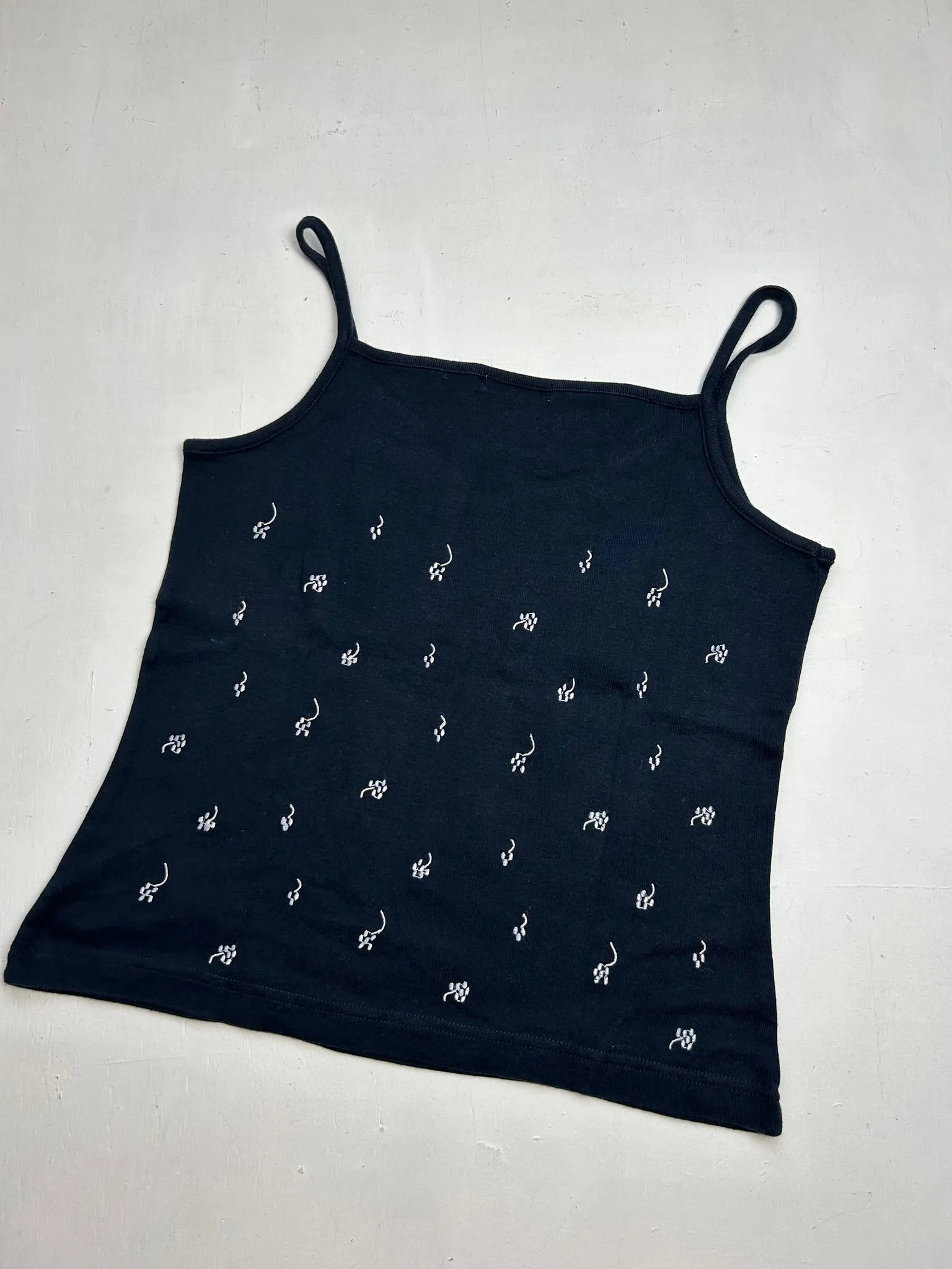 Navy blue graphic print 90s y2k vintage cami top (M)