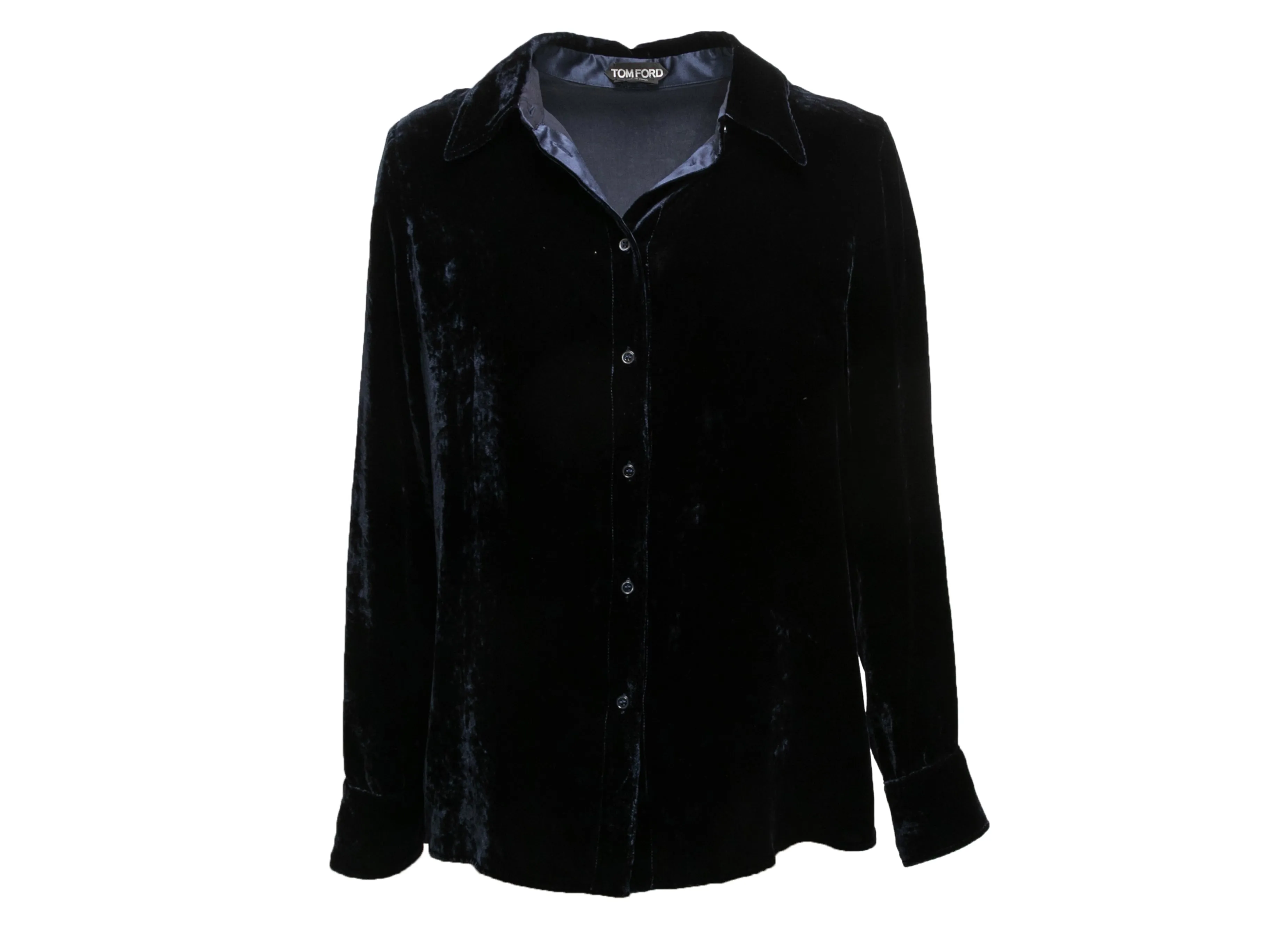 Navy Tom Ford Velvet Button-Up Top Size US M