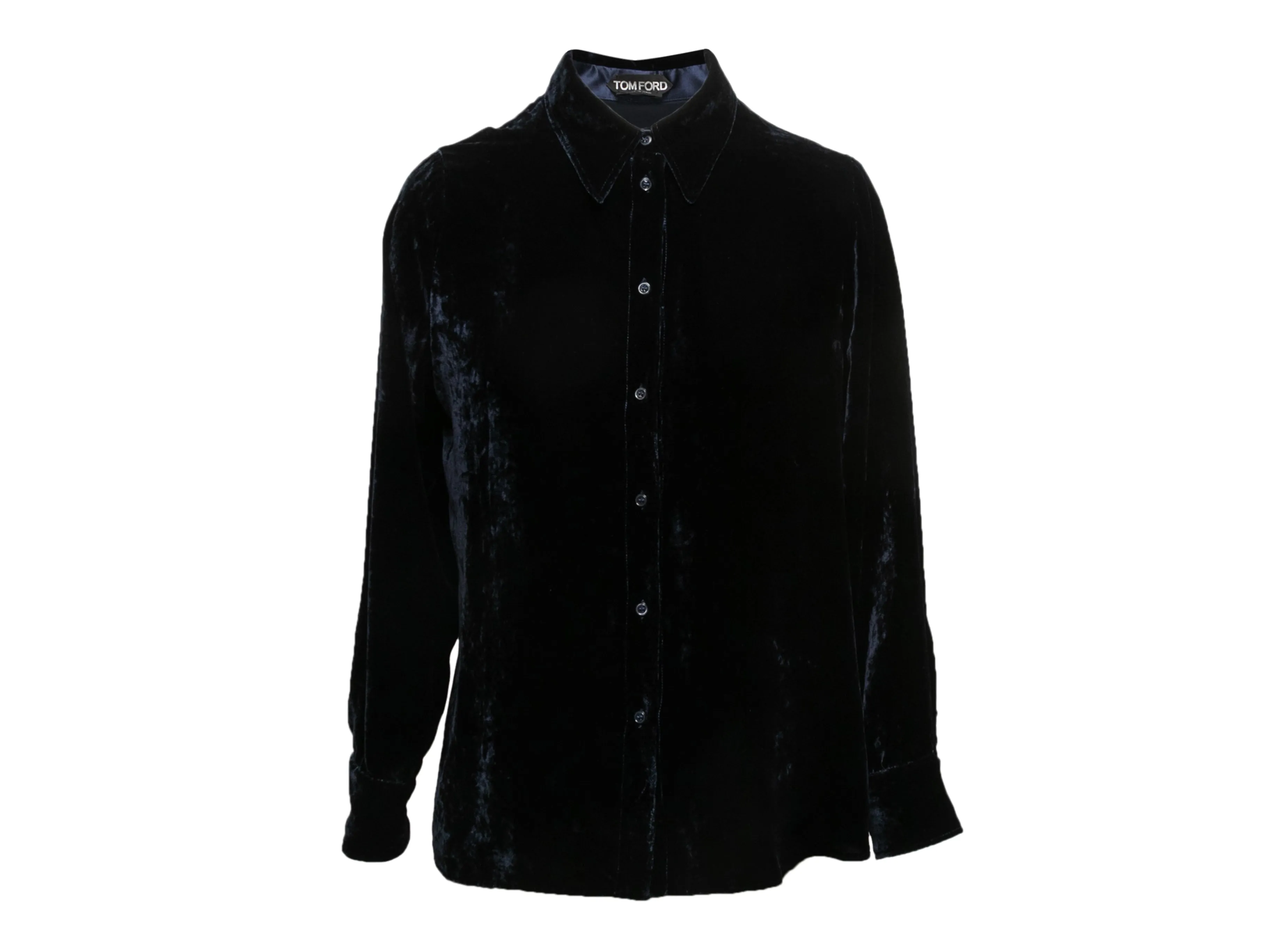 Navy Tom Ford Velvet Button-Up Top Size US M