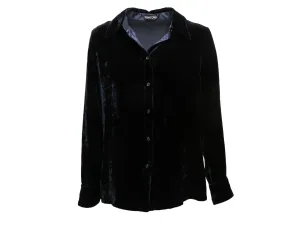 Navy Tom Ford Velvet Button-Up Top Size US M