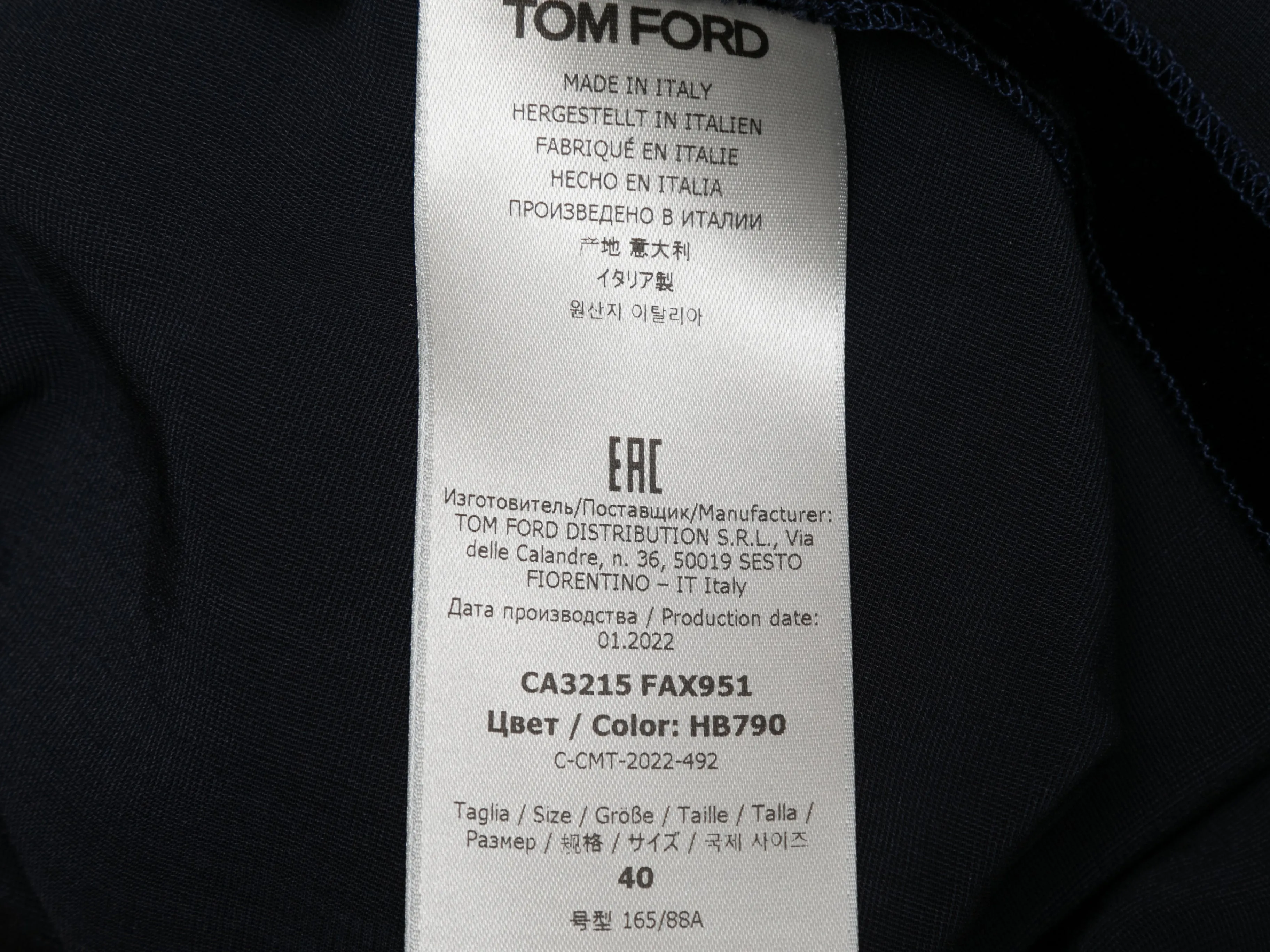 Navy Tom Ford Velvet Button-Up Top Size US M