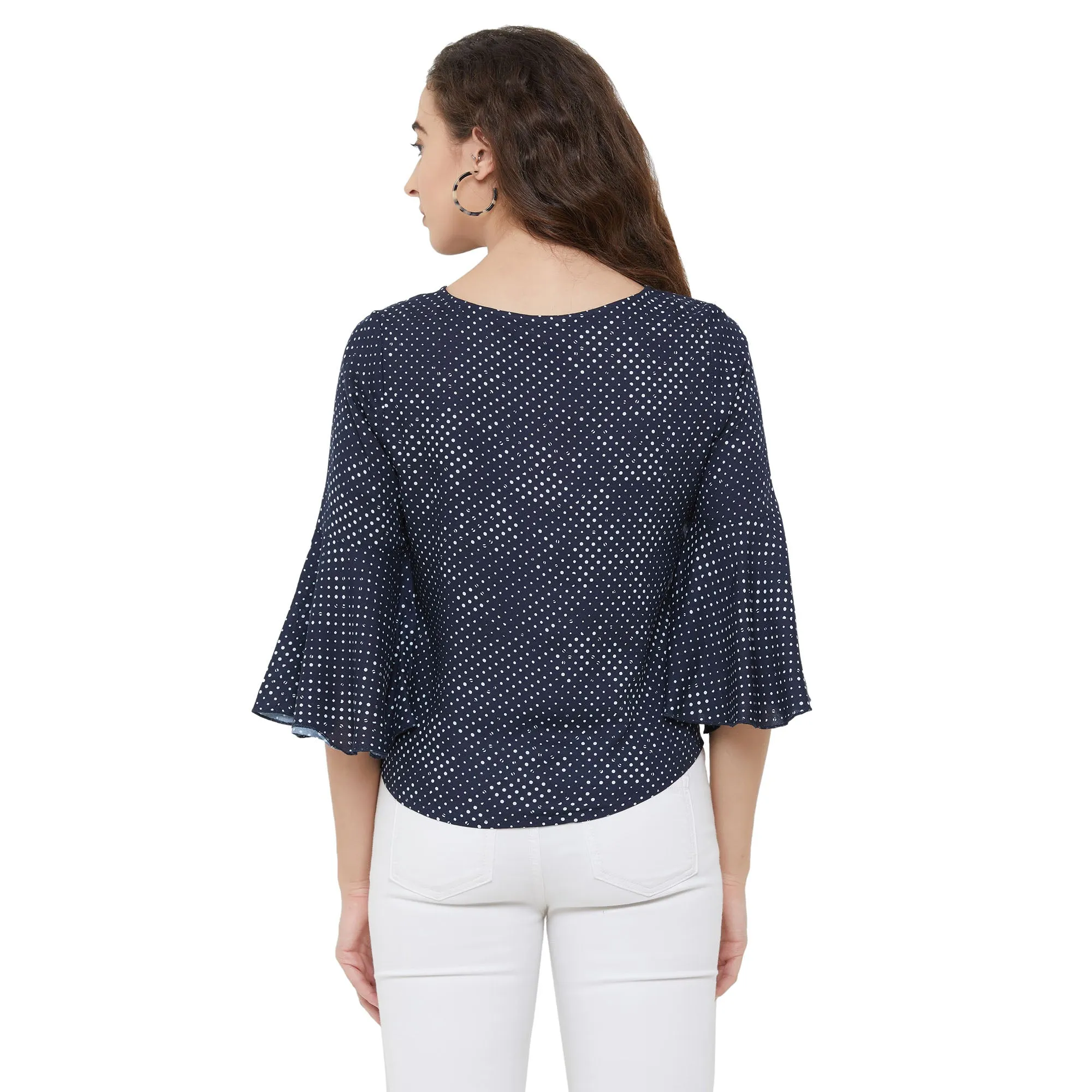 Navy Top With Bell Sleeves