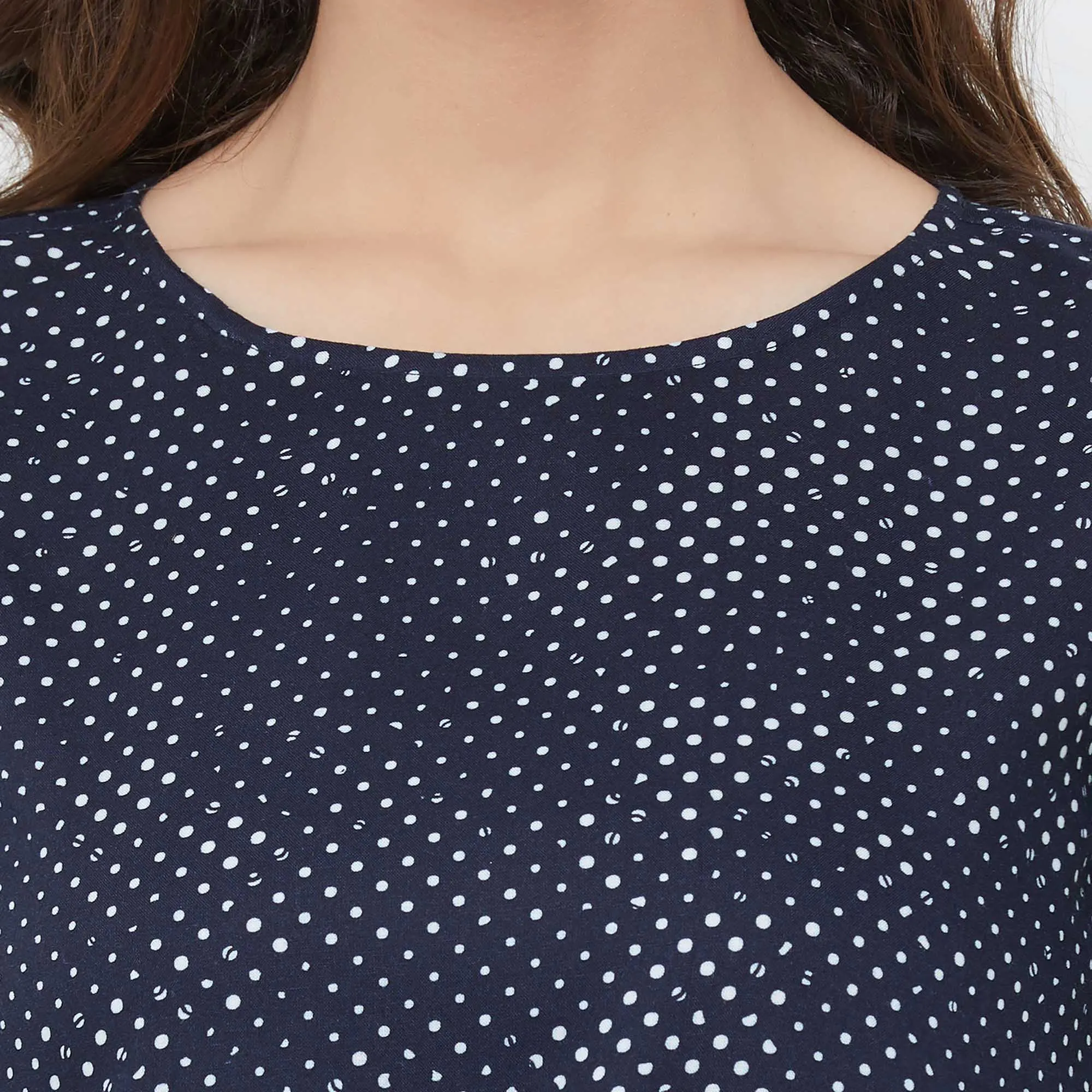 Navy Top With Bell Sleeves