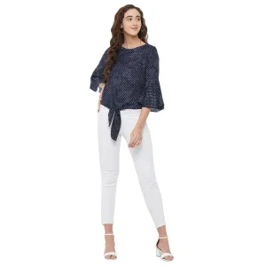 Navy Top With Bell Sleeves