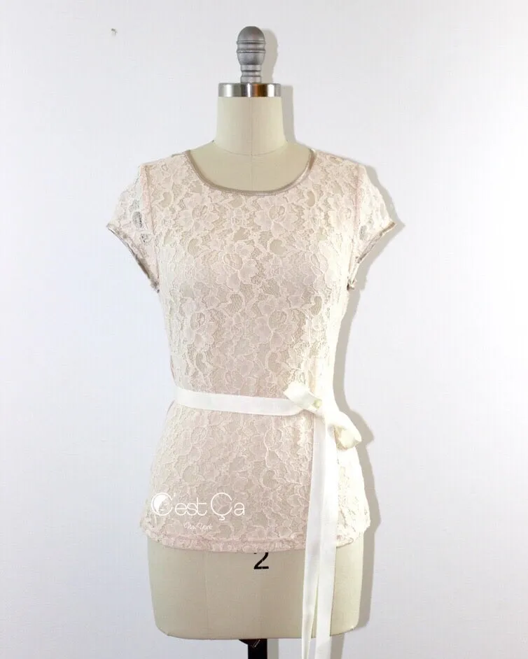 Nelly Beige Lace Top