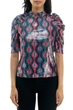 Nicole Miller All Over Sequin Top