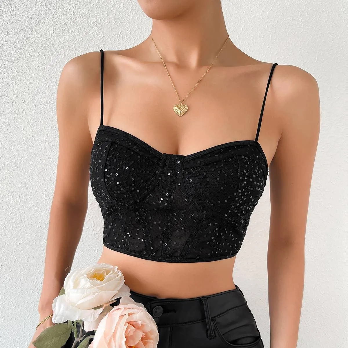 Night Club Sequins Crop Top