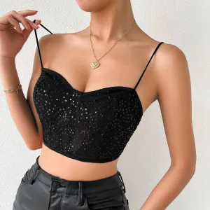 Night Club Sequins Crop Top