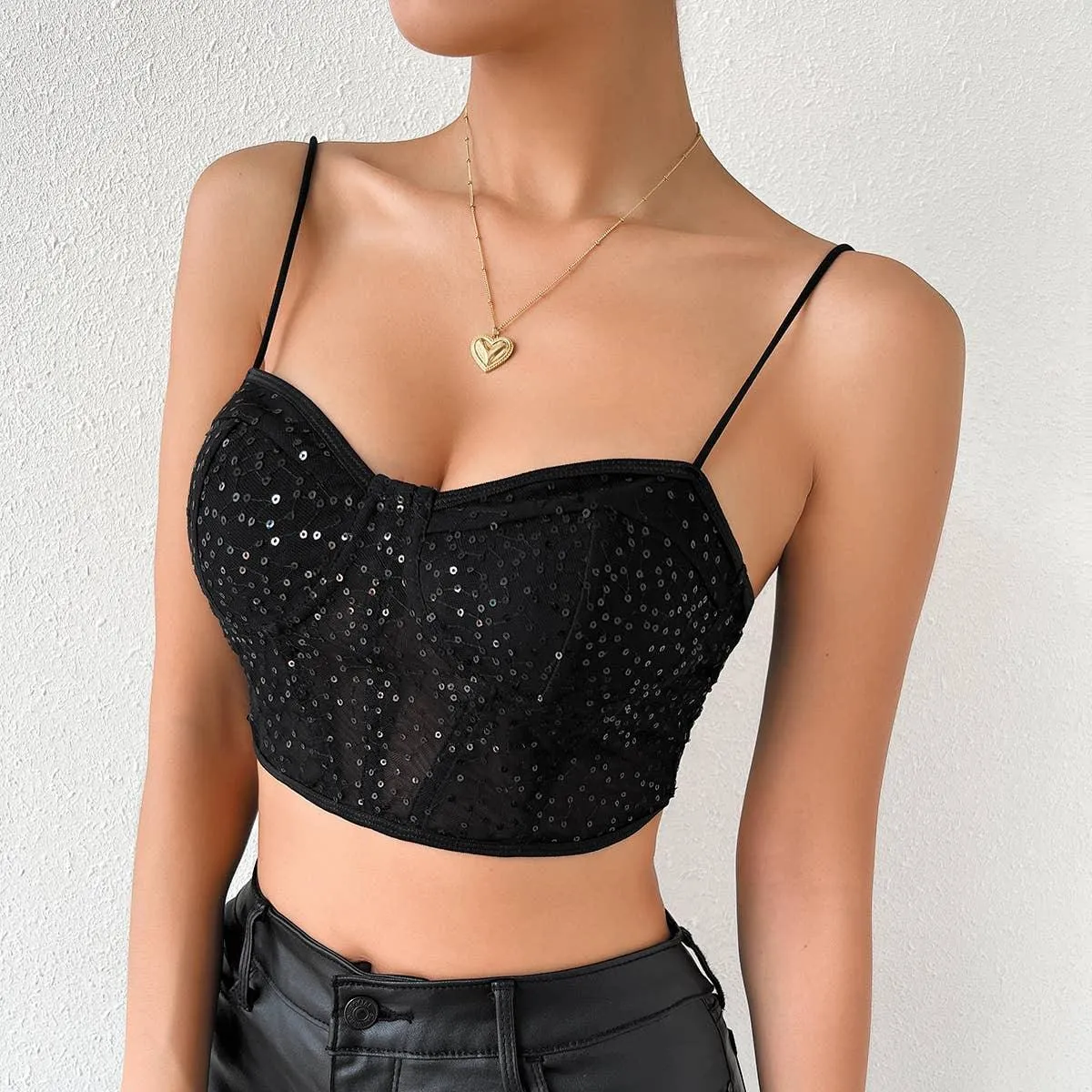 Night Club Sequins Crop Top