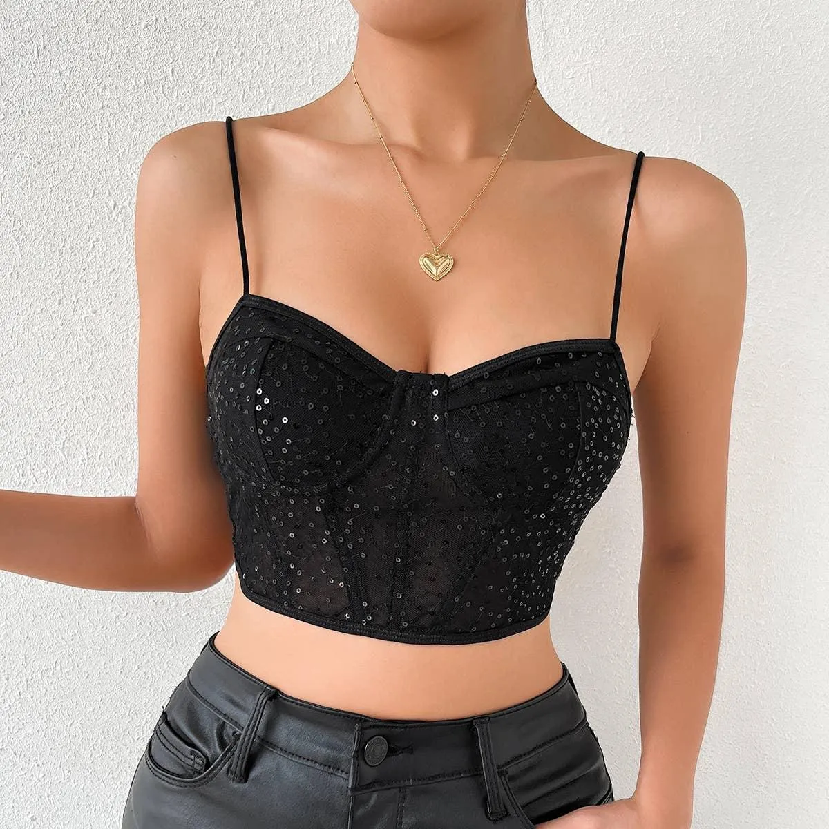 Night Club Sequins Crop Top