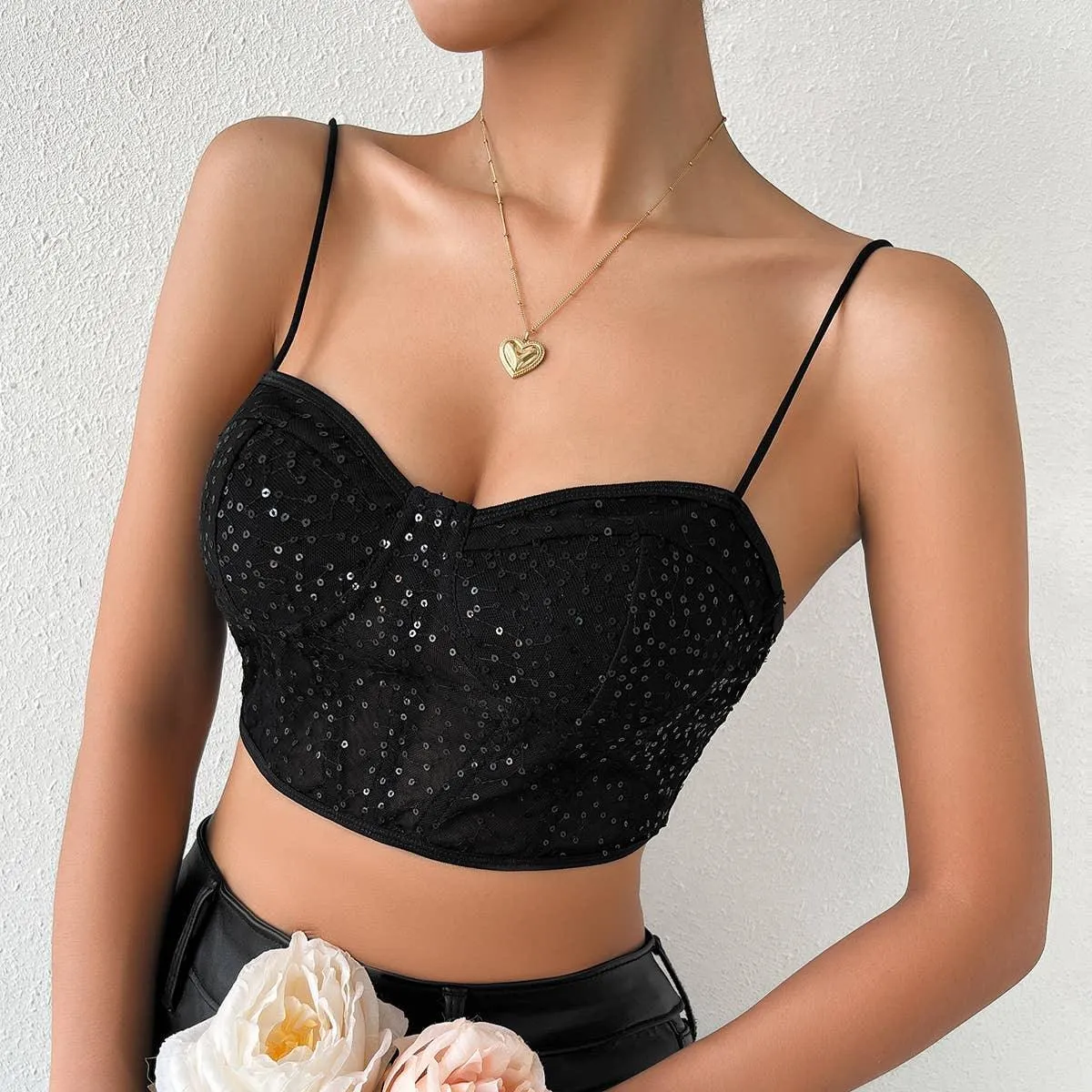 Night Club Sequins Crop Top
