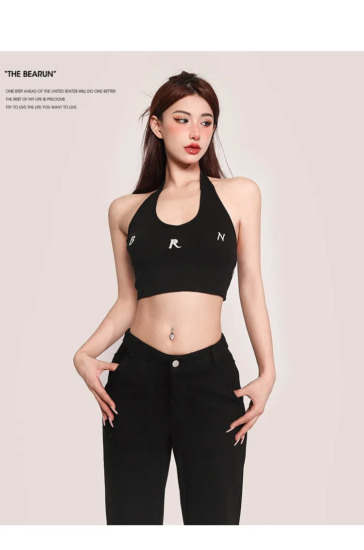 Nina Solid Color Halter Sleeveless Slim Top