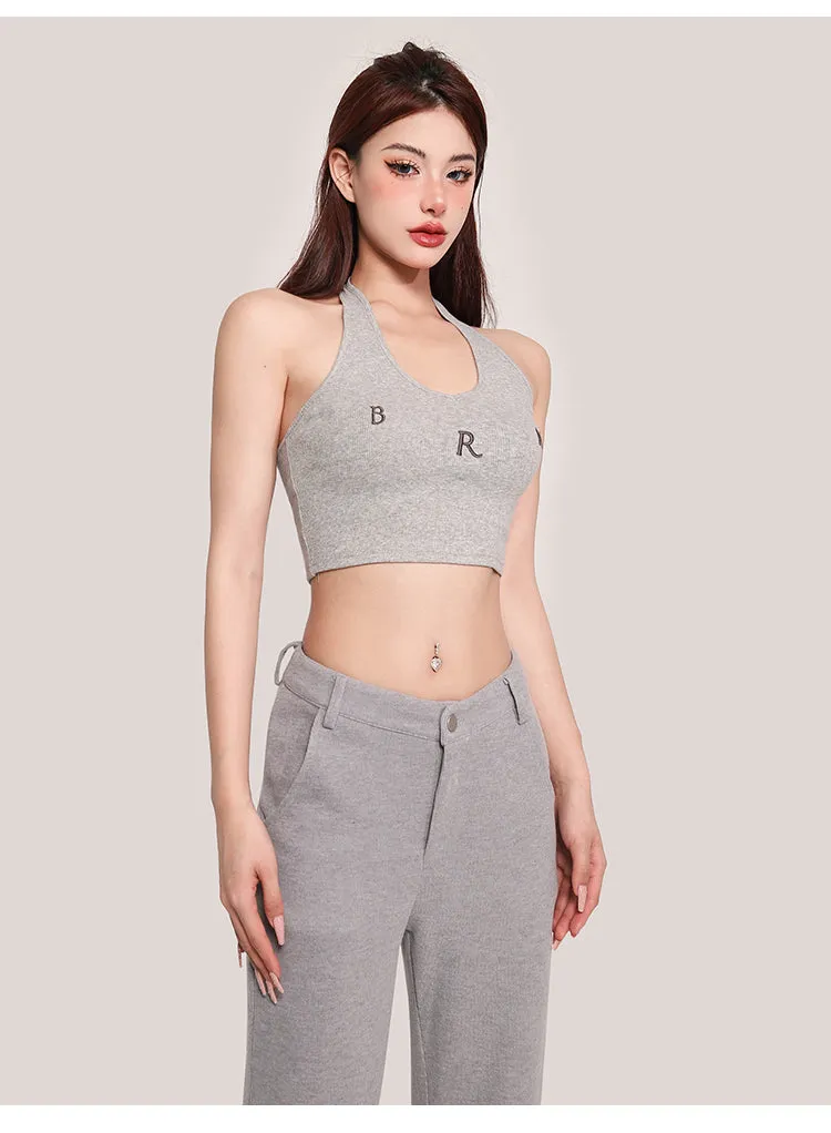 Nina Solid Color Halter Sleeveless Slim Top