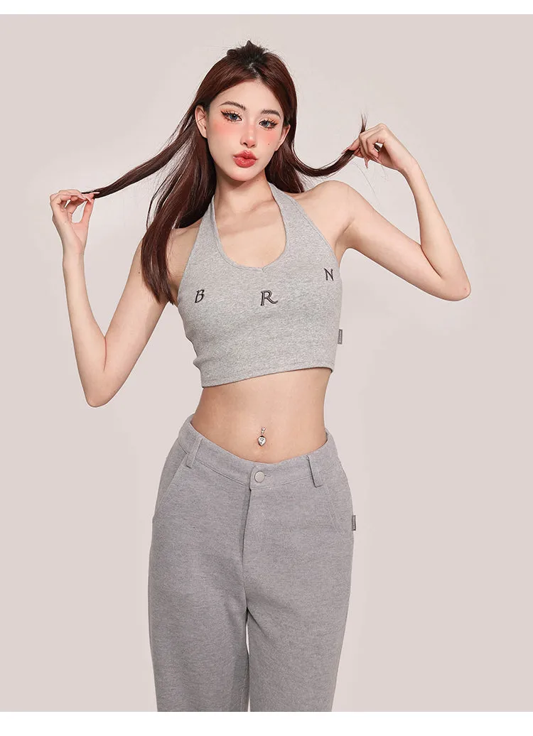 Nina Solid Color Halter Sleeveless Slim Top