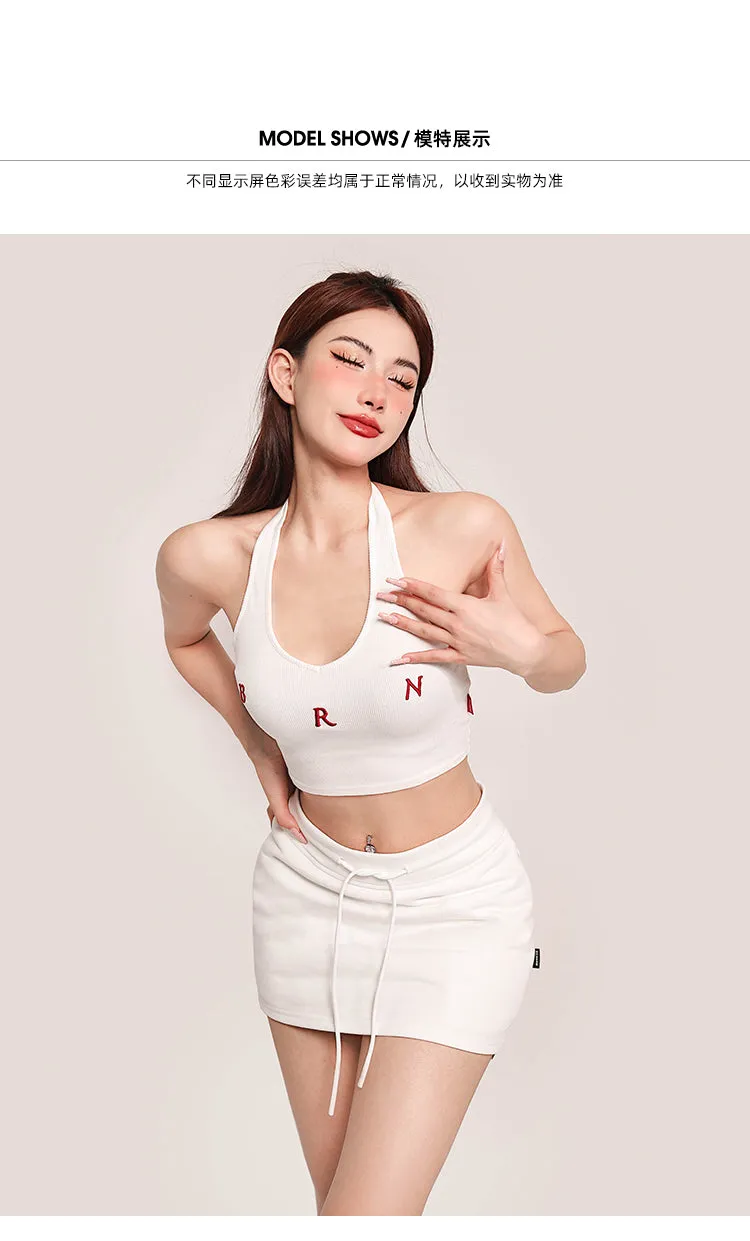 Nina Solid Color Halter Sleeveless Slim Top