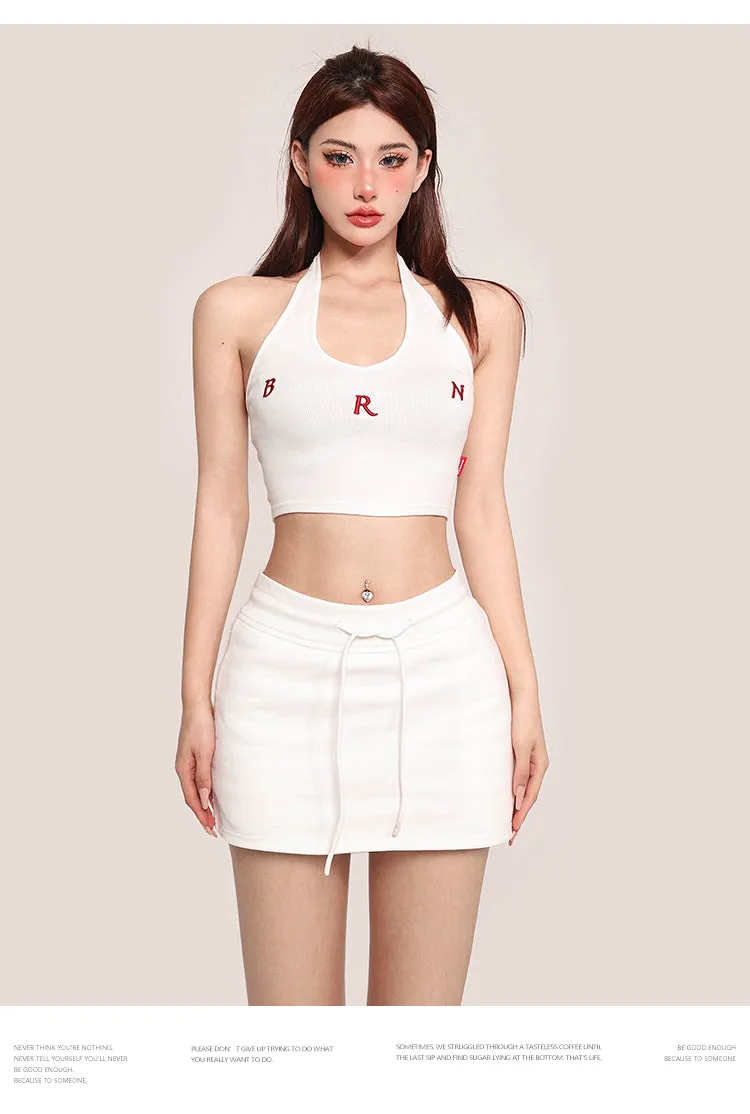 Nina Solid Color Halter Sleeveless Slim Top