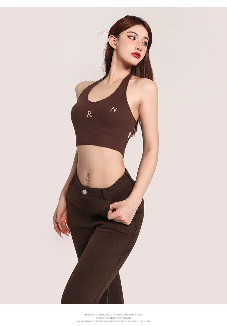 Nina Solid Color Halter Sleeveless Slim Top