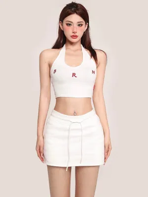 Nina Solid Color Halter Sleeveless Slim Top