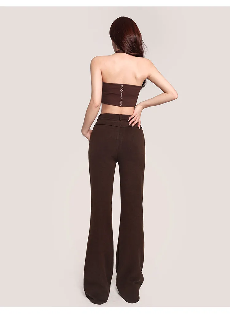 Nina Solid Color Halter Sleeveless Slim Top