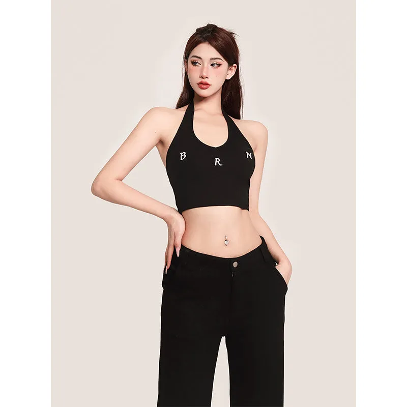 Nina Solid Color Halter Sleeveless Slim Top