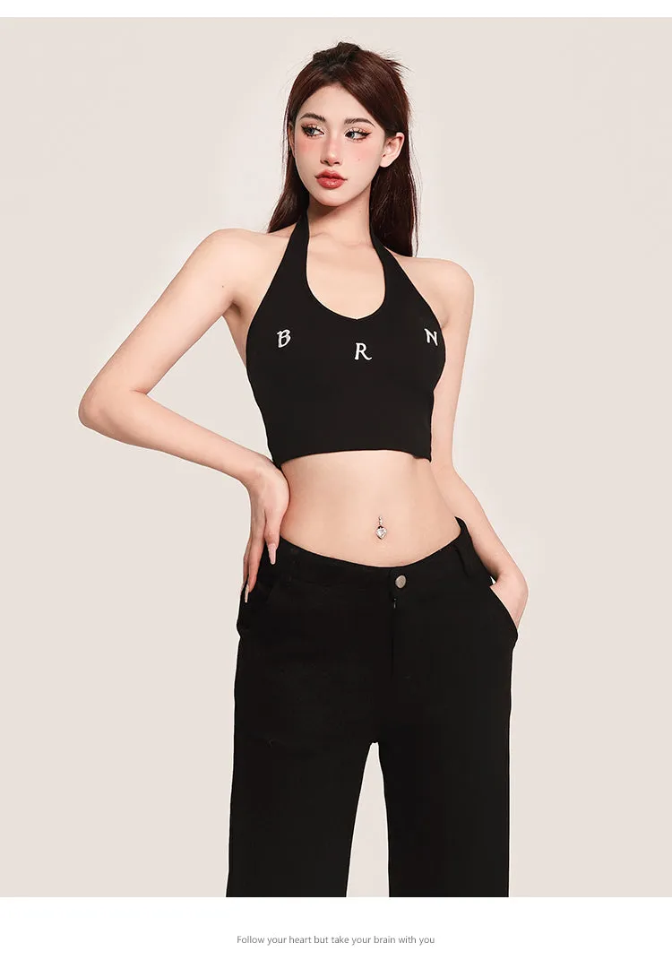 Nina Solid Color Halter Sleeveless Slim Top