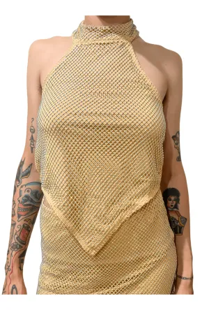 Nude Rhinestone Mesh Halter