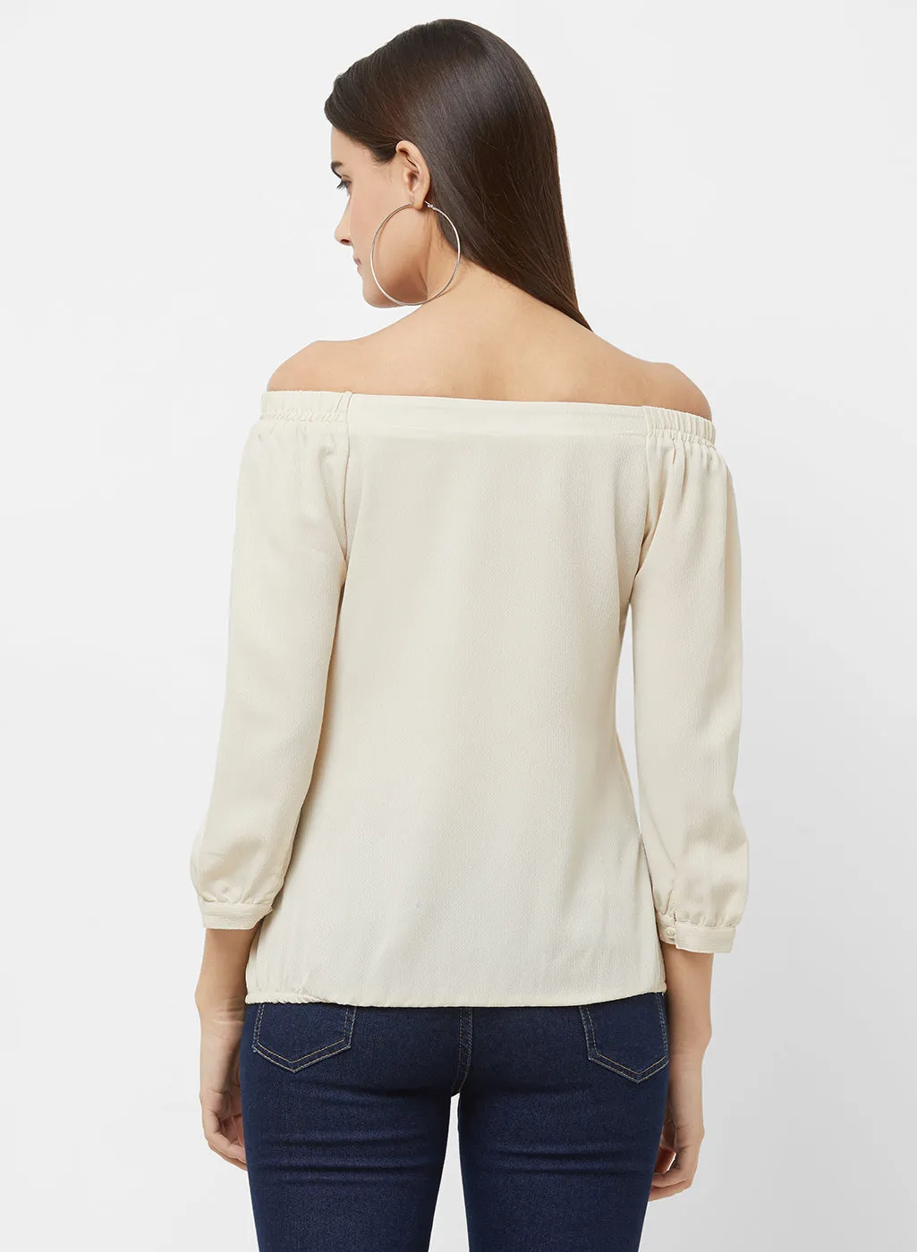 Off White Off Printed Off Shoulder Top