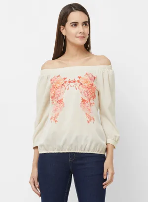 Off White Off Printed Off Shoulder Top