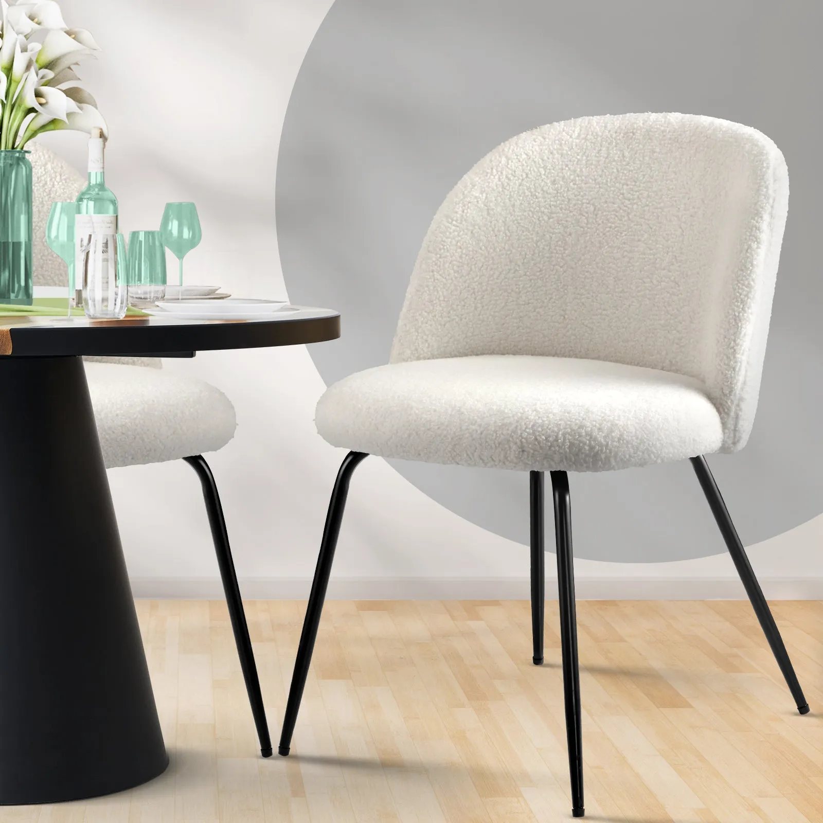 Oikiture Dining Chairs Accent Chair Armchair Kitchen Upholstered Exclusive White