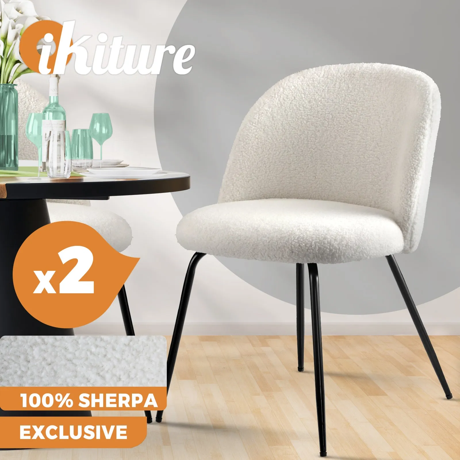 Oikiture Dining Chairs Accent Chair Armchair Kitchen Upholstered Exclusive White