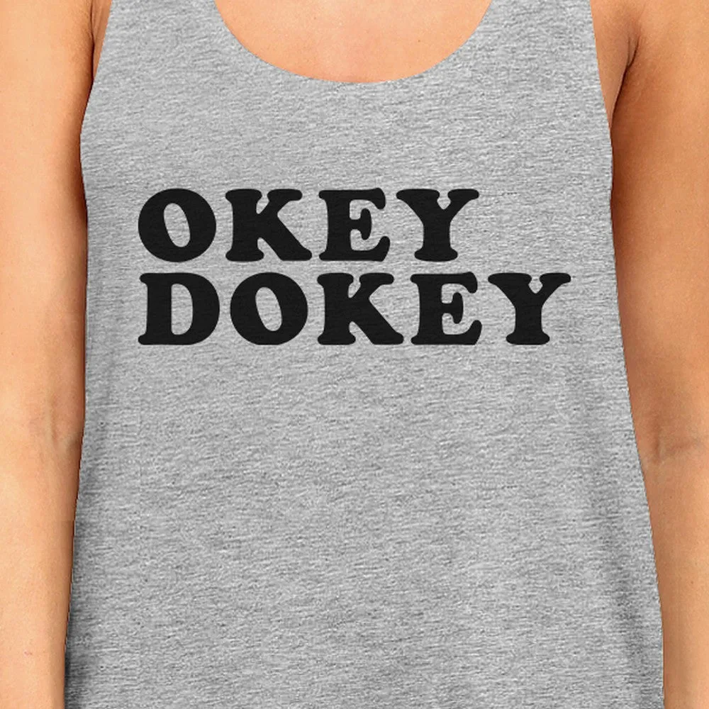 Okey Dokey Womens Grey Cotton Tank Top Unique Sleeveless T Shirts
