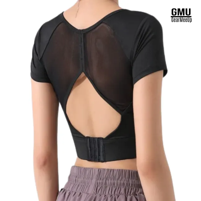 Open Back Crop Top Sports Bra
