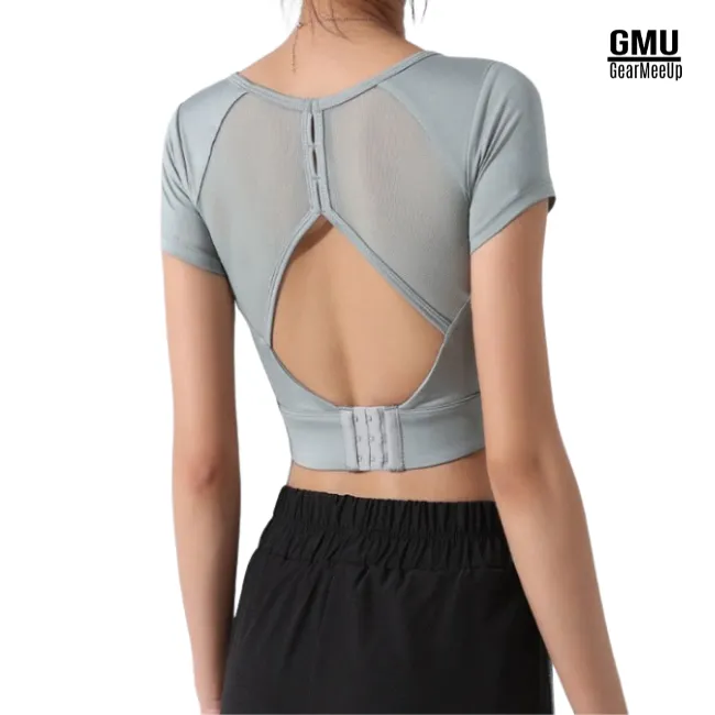 Open Back Crop Top Sports Bra